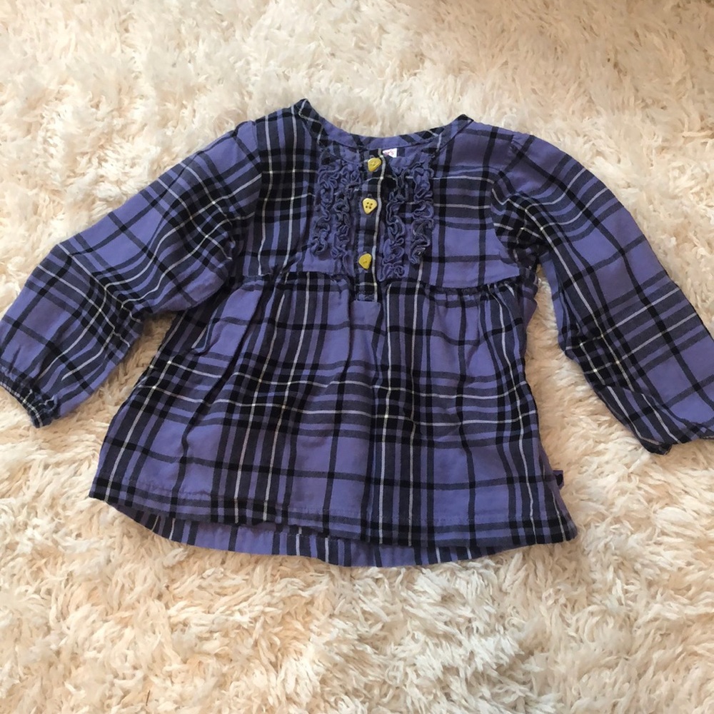 Purple plaid with heart shaped buttons